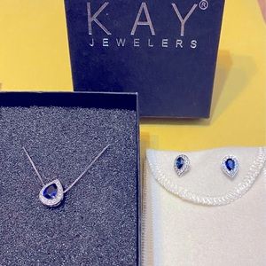 Sapphire & Diamond Necklace & Earrings